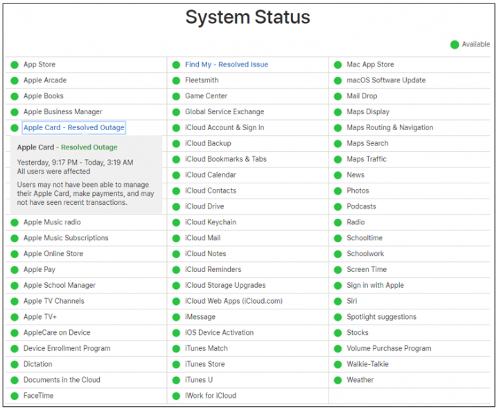 苹果虚拟信用卡Apple Card遭遇宕机！(图1)